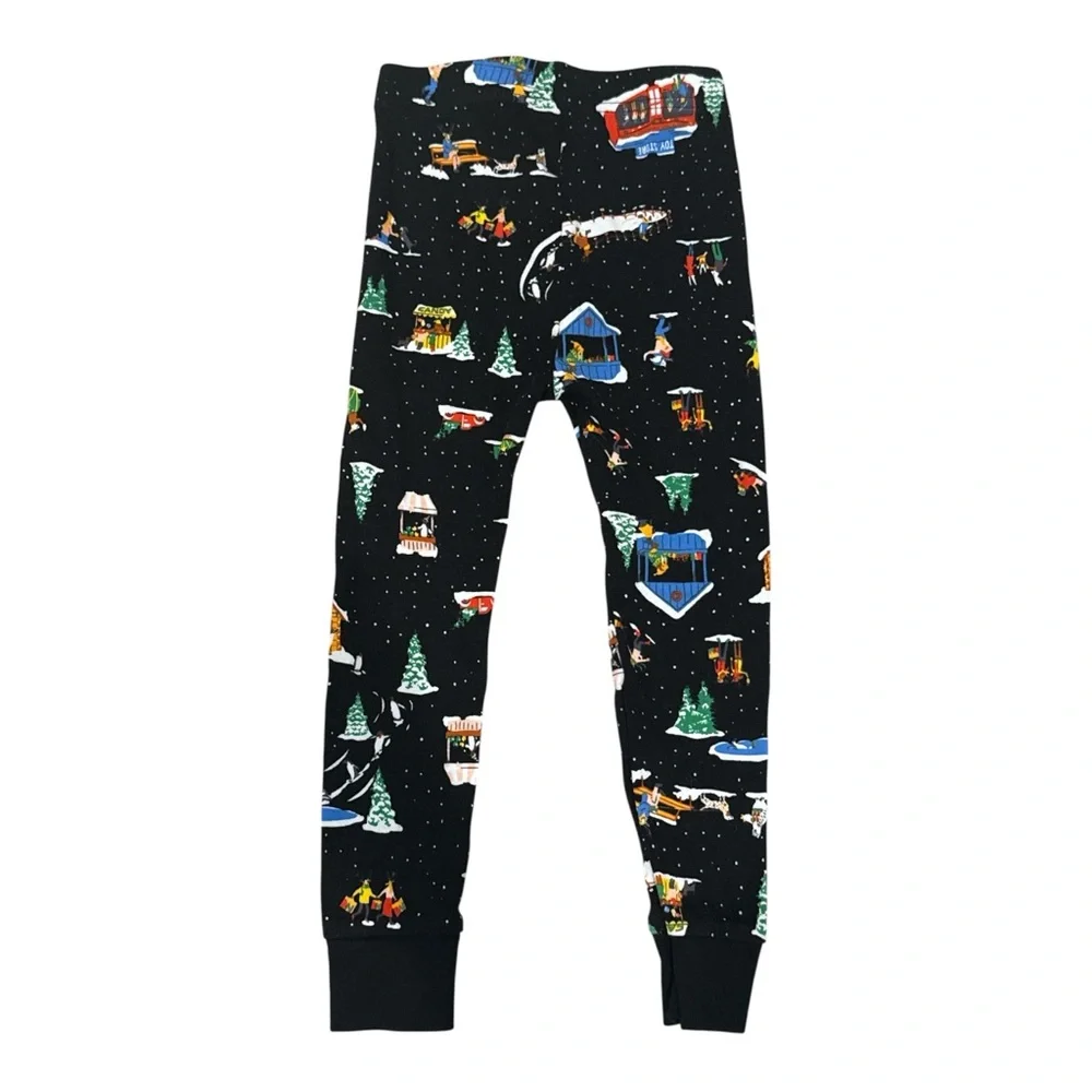 Old Navy Kids Black Pajama Set with Festive Prin Long Sleeves 100% Cotton Size3T
